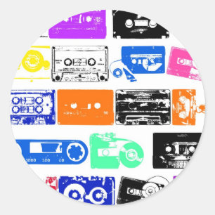 Adesivo Redondo Dadawan K7 grava cores do vintage