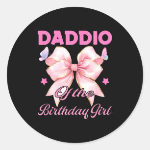 Adesivo Redondo Daddio aniversário menina laço rosa coquete corres