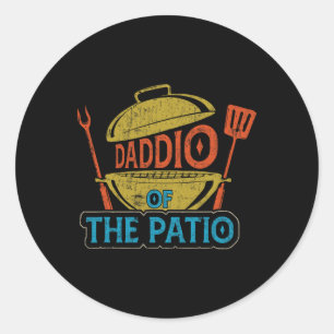 Adesivo Redondo Daddio Do Patio Vintage Churrasco Grill Rbecue Fat