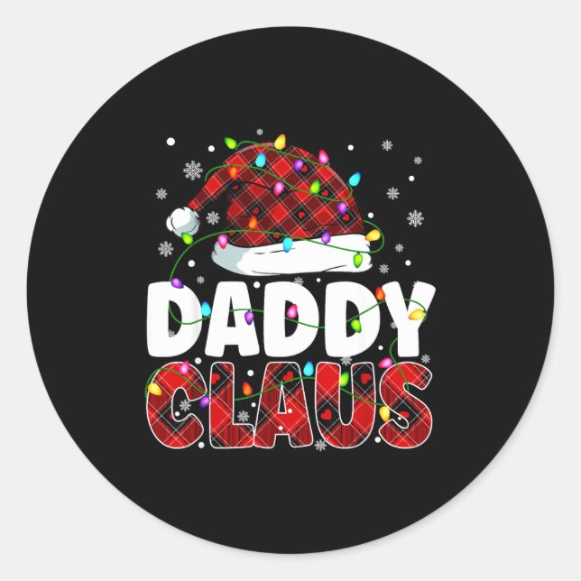 Adesivo Redondo Daddy Claus Merry Christmas Santa Hat Family Match (Frente)