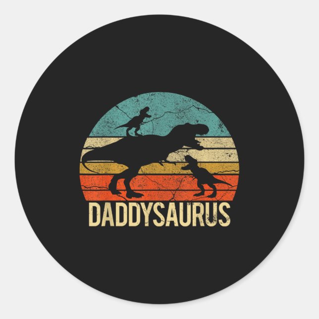 Adesivo Redondo Daddy Dinosaur Daddysaurus 2 Two Kids Christmas Gi (Frente)