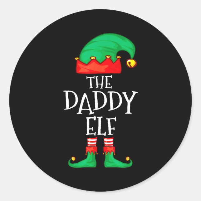 Adesivo Redondo Daddy Elf Family Christmas Daddy Dad Father Elf Sw (Frente)
