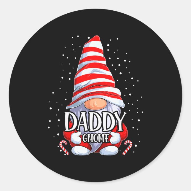 Adesivo Redondo Daddy Gnome Christmas Pajamas Matching Family Grou (Frente)