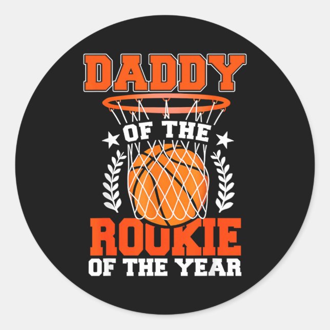 Adesivo Redondo Daddy Of Rookie 1st Basketball Bday Theme Matching (Frente)