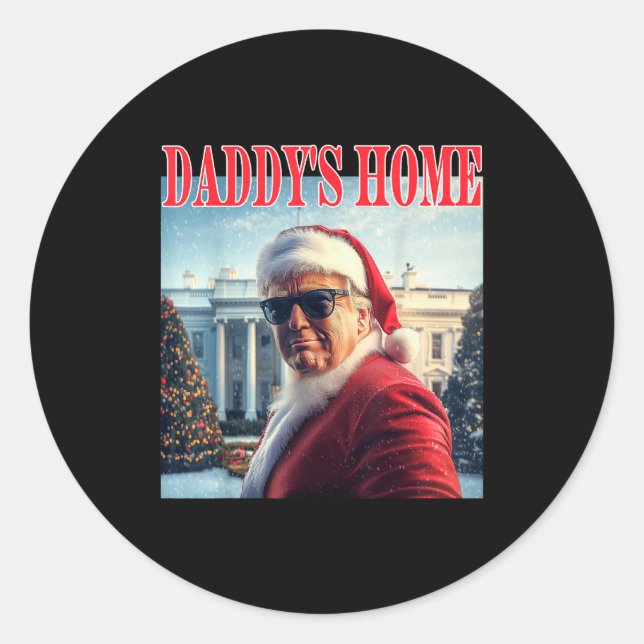 Adesivo Redondo Daddy's Home Trump 2024 Won Santa Claus Christmas  (Frente)
