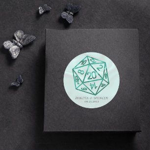 Adesivo Redondo Dados de RPG   Gamer de Mesa Emerald Fantasy Perso
