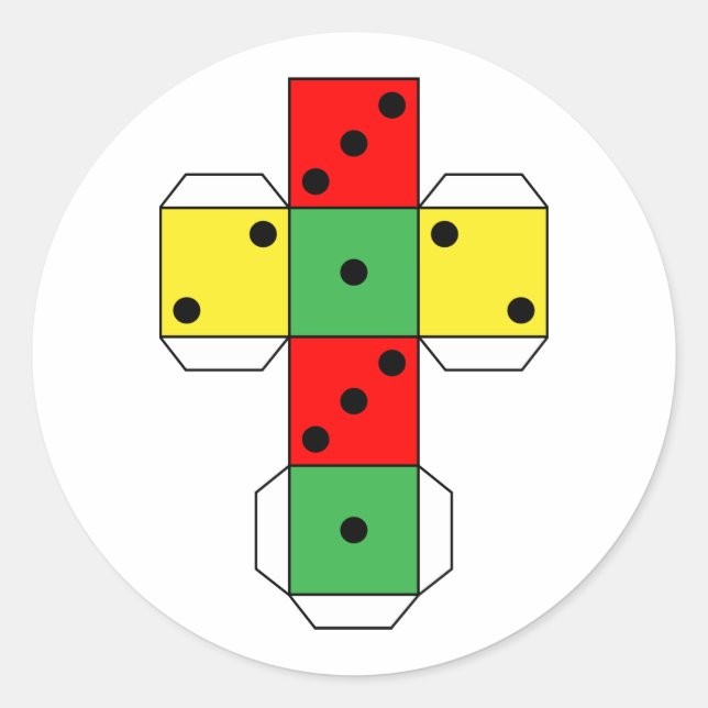 Adesivo Redondo Dados imprimíveis | Desenho | Cor vívida (Frente)