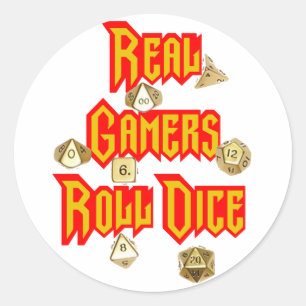 Adesivo Redondo Dados reais do rolo dos Gamers
