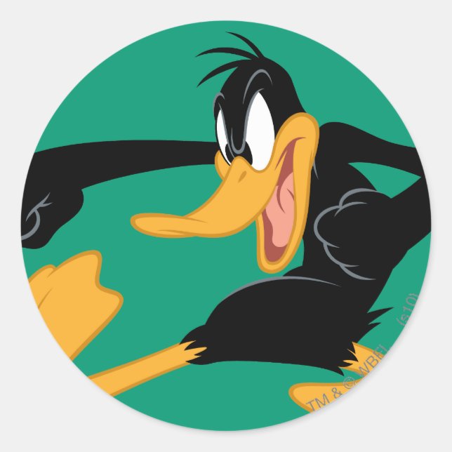Adesivo Redondo DAFFY DUCK™ Balançando uma almoça (Frente)