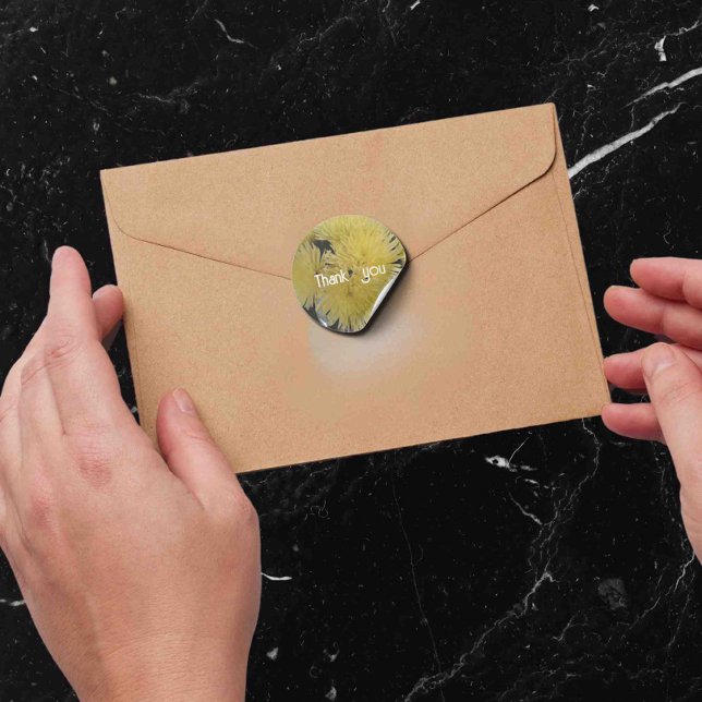 Adesivo Redondo dahlias amarela - Obrigado (Criador carregado)