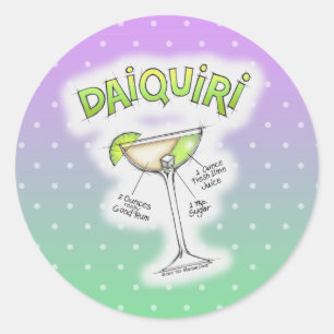 ADESIVO REDONDO DAIQUIRI RECIPE COCKTAIL ART