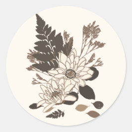 Adesivo Redondo Daisies and Leaves - transparente no creme.