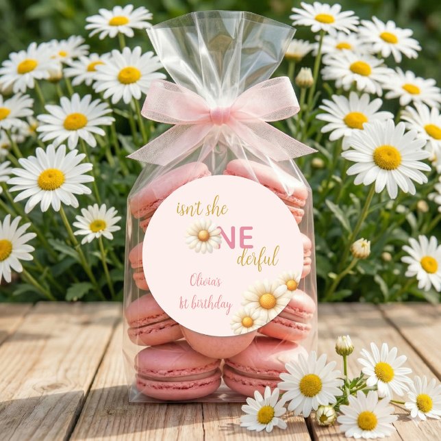 Adesivo Redondo Daisy 1st Birthday Isn't She ONEderful Boho (Daisy 1st Birthday Isn't She ONEderful Boho Classic Round Sticker)