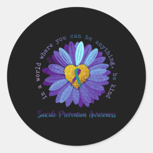 Adesivo Redondo Daisy Be Kind Prevenção Suicídio Sensibilização Te