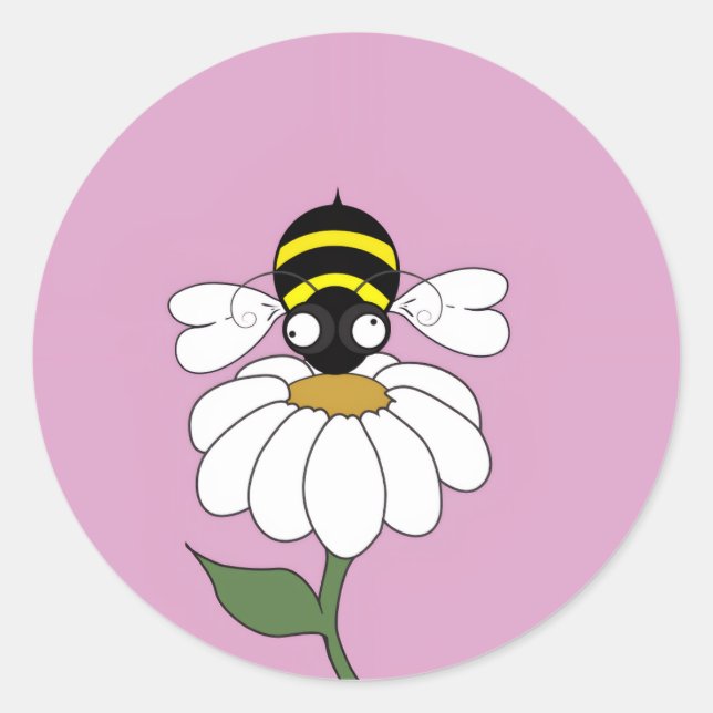Adesivo Redondo Daisy Bee Round Sticker (Frente)