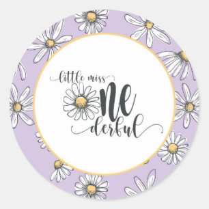 Adesivo Redondo Daisy Birthday Sticker - Pequena Senhorita ONEMara