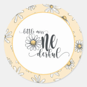 Adesivo Redondo Daisy Birthday Sticker - Pequena Senhorita ONEMara