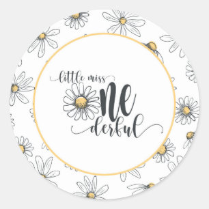 Adesivo Redondo Daisy Birthday Sticker - Pequena Senhorita ONEMara