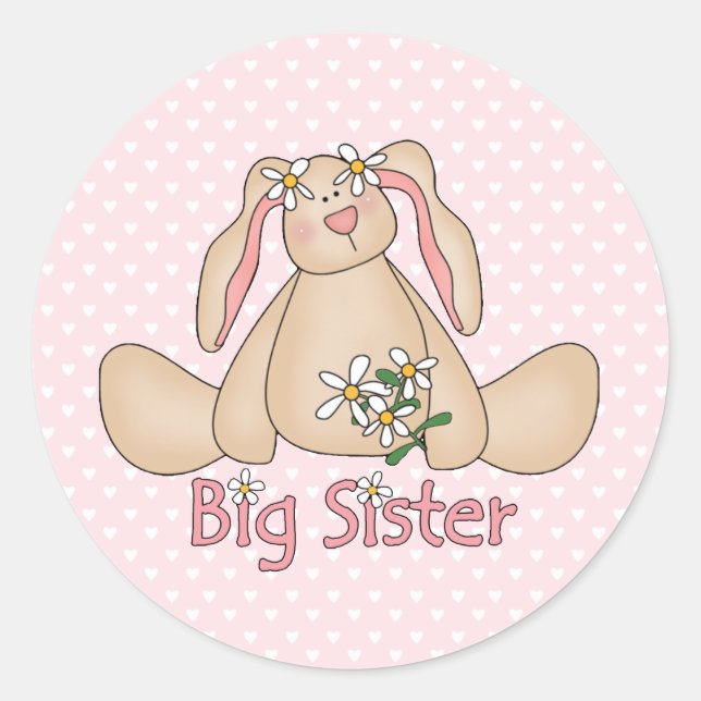 Adesivo Redondo Daisy Bunny Big Sister (Frente)