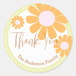 Adesivo Redondo Daisy Chá de fraldas Obrigado Green Sticker