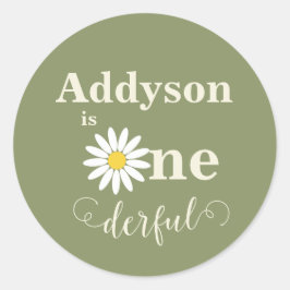 Adesivo Redondo Daisy de Primeiro Aniversário Onederful