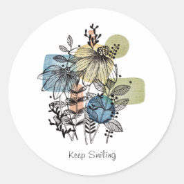 Adesivo Redondo Daisy Doodle Em Tinta E Aquarela