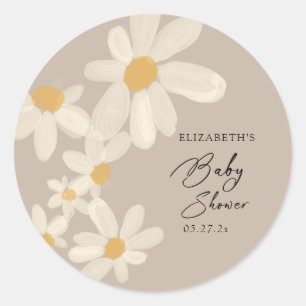 Adesivo Redondo Daisy Floral Brown Chá de fraldas