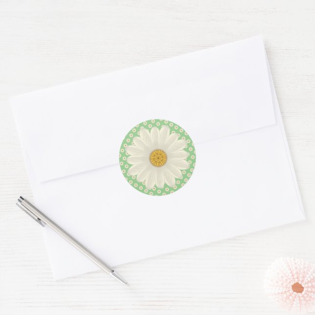 Adesivo Redondo Daisy Floral Pattern (Envelope)