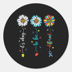 Adesivo Redondo Daisy Flower Autism Consciência É Certo Ser Difere