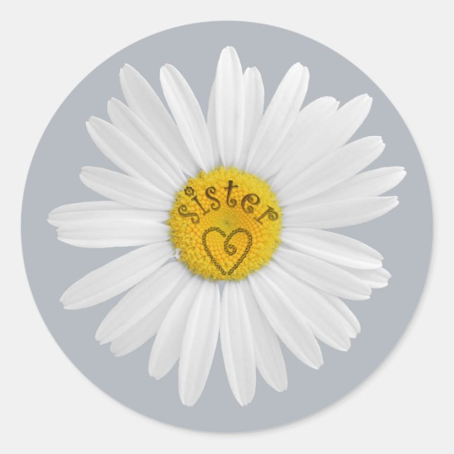Adesivo Redondo Daisy Flower For Sister Art Customize Background (Frente)