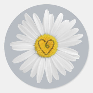 Adesivo Redondo Daisy Flower Love Art Personalizar Informações