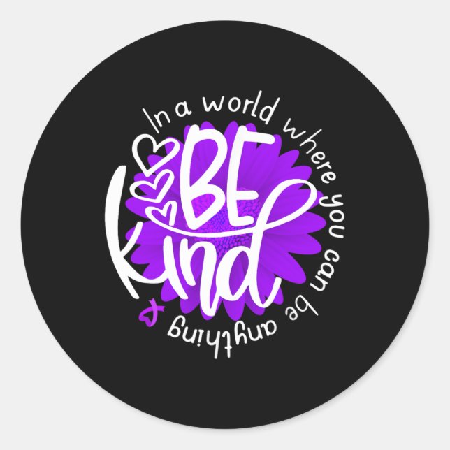 Adesivo Redondo Daisy Flower Seja Kind Purple Overdose Sensibence  (Frente)