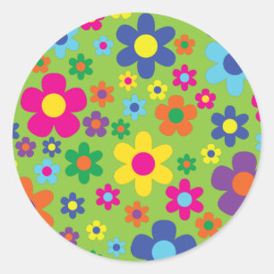 Adesivo Redondo Daisy Flowers - Festa de primeiro aniversario Colo