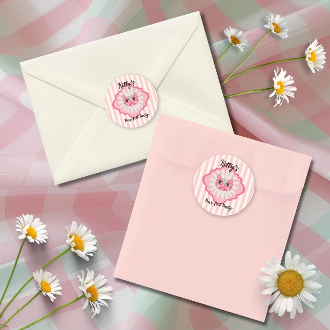 Adesivo Redondo Daisy Gatinho Face Purr-fect Festa de aniversário (Criador carregado)