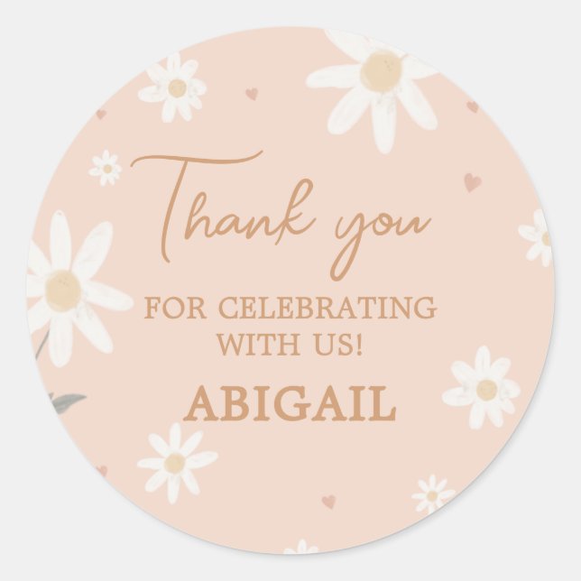 Adesivo Redondo Daisy Little Miss Onemagia Foto Aniversário (Frente)