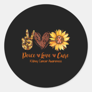 Adesivo Redondo Daisy Peace Love Cure Cancer de rim Gift