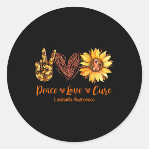 Adesivo Redondo Daisy Peace Love Cure Leukemia Sensibilização Pres