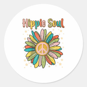 Adesivo Redondo Daisy Peace Sign Hippie Soul Cute Daisy
