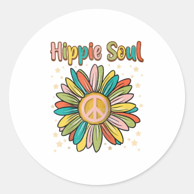 Adesivo Redondo Daisy Peace Sign Hippie Soul Cute Daisy (Frente)