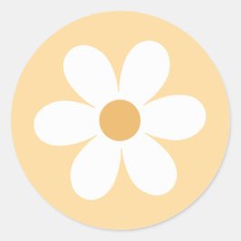 Adesivo Redondo Daisy retrô amarelo boho