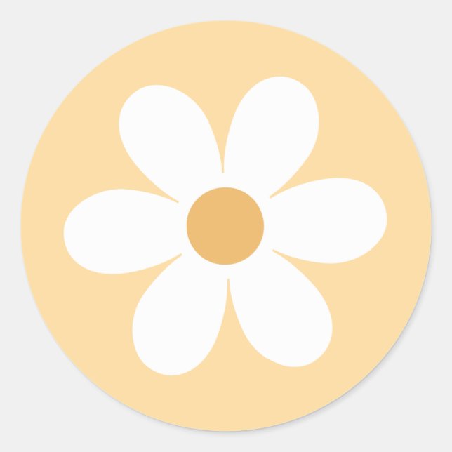Adesivo Redondo Daisy retrô amarelo boho (Frente)