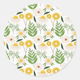Adesivo Redondo Daisy Springtime Pattern