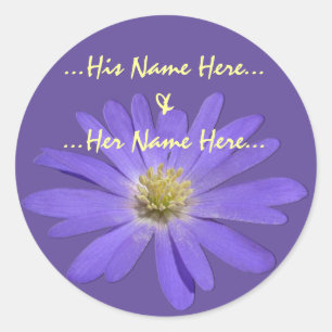 Adesivo Redondo Daisy Stickers Personalizados Púrpura Daisy Stick