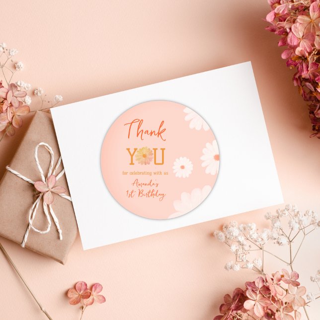 Adesivo Redondo Daisy Wild One First primeiro aniversario Girl Flo (Criador carregado)