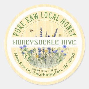 Adesivo Redondo Daît Wilflower Honey Label Puro Raw Local