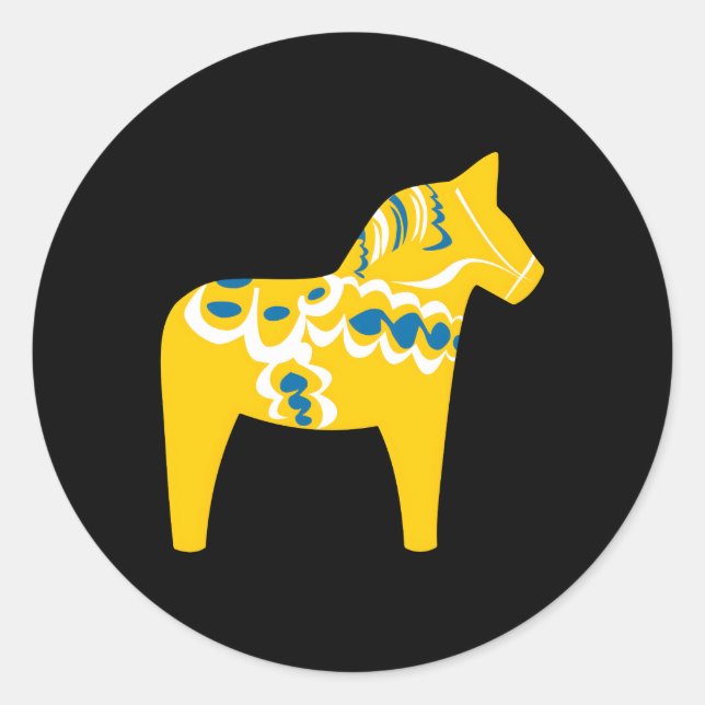 Adesivo Redondo Dala Horse Dalarna Swedish Suecia Sverige (Frente)