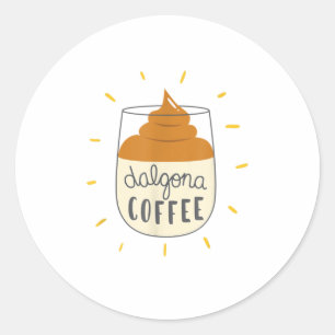 Adesivo Redondo Dalgona Coffee Ilustração TSirt