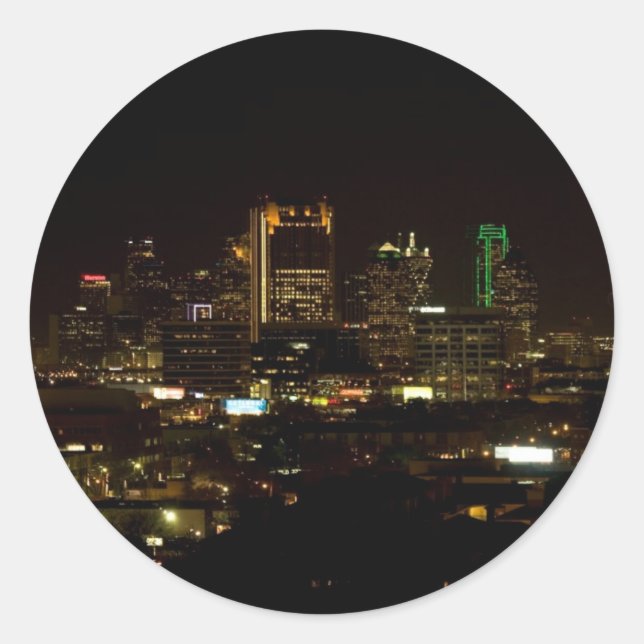 Adesivo Redondo Dallas Skyline Stickers (Frente)