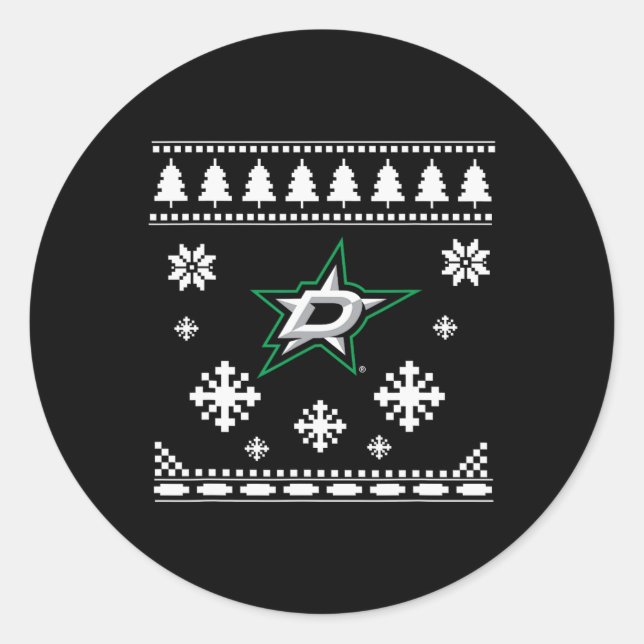 Adesivo Redondo Dallas Stars Ugly Christmas Sweater Holidaze (Frente)