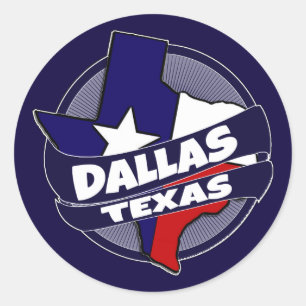 Adesivo Redondo Dallas Texas flag burst stickers